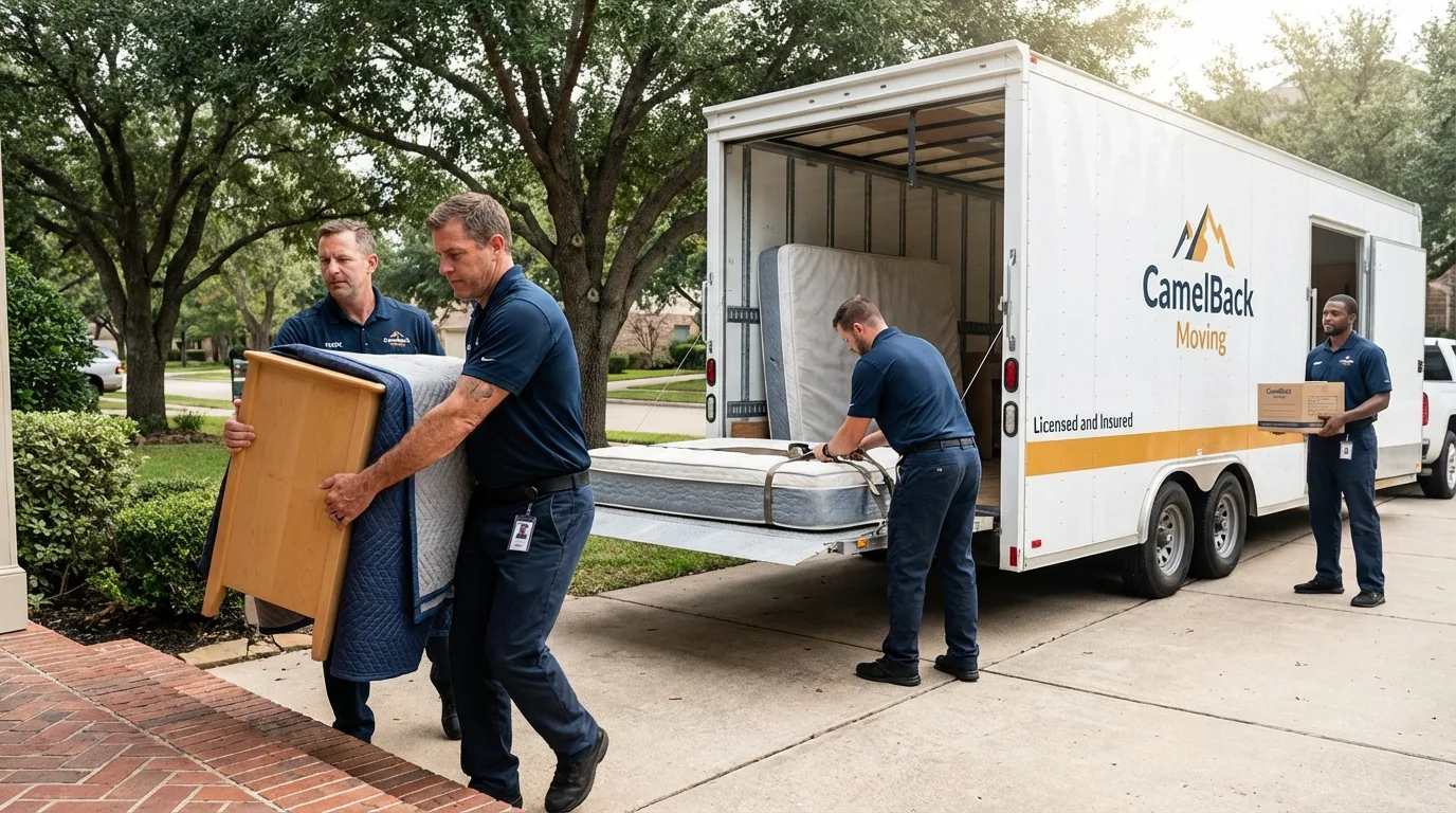 Crew loading residential truck for cross-state move from Eatonville, WA